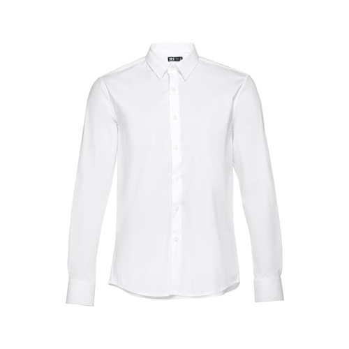 THC PARIS WH. Langärmliges Popeline-Hemd für Herren. Weiße Farbe